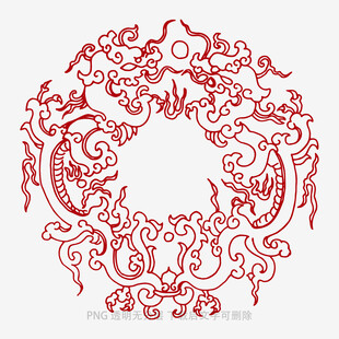 中式传统红色环形吉祥纹饰