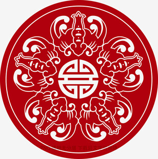 圆形中式传统福字剪纸图案