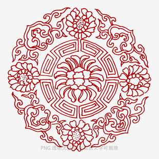 传统中式圆形花纹图案