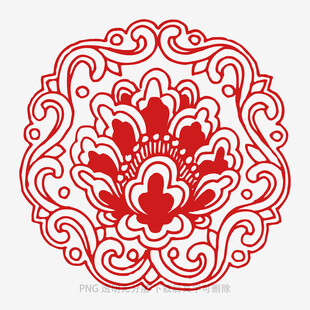 中式传统红色花卉纹图案
