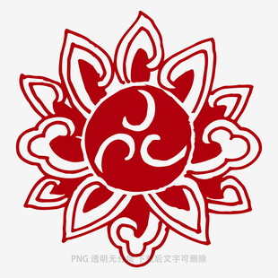 红色莲花形欧姆符号图案
