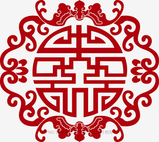 中式传统红色福寿纹图案