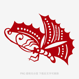 红色剪纸蝴蝶图案