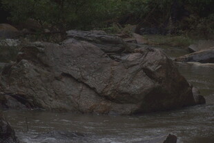 山间溪流中的嶙峋岩石