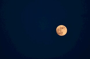 夜空中的金黄圆月