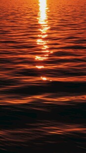 夕阳下波光粼粼的水面