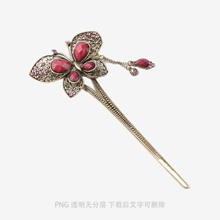 红宝石蝴蝶金簪