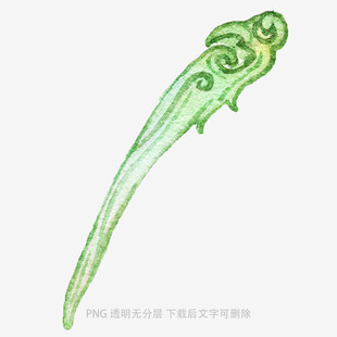 绿色雕花长形簪子