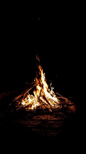 篝火在黑夜中熊熊燃烧