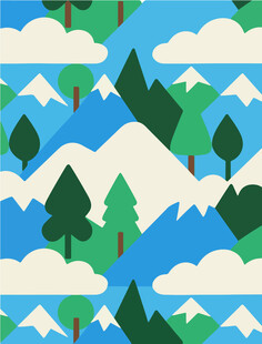 清新山林风景插画背景