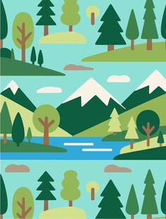 清新山林风景插画背景