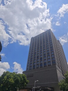 城市高楼与蓝天白云景观