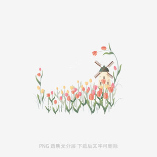 花丛中的猫咪与小鸟