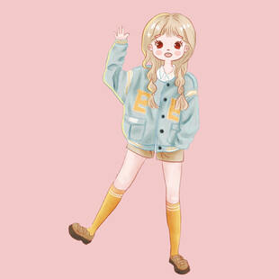 可爱金发少女时尚穿搭