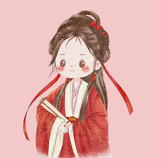 古风红衣萌系少女