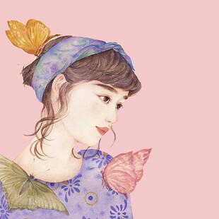 梦幻蝴蝶少女插画