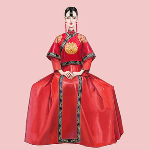 传统中式新娘嫁衣展示