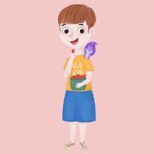 抱着小鸟的可爱小女孩
