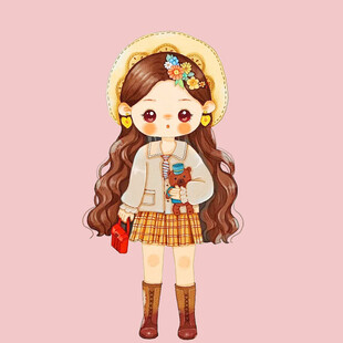 可爱卡通女孩时尚穿搭形象