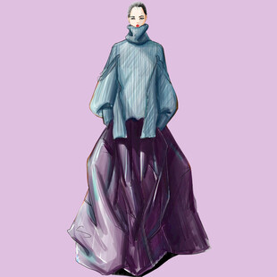 复古风格长款斗篷服饰设计