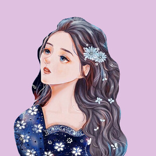 梦幻碎花少女插画