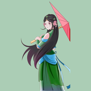 持伞古装女子  温婉动人