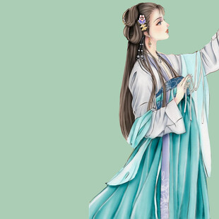 古风女子身着飘逸汉服起舞