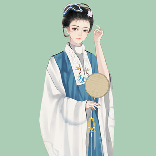 古风汉服女子持扇优雅图