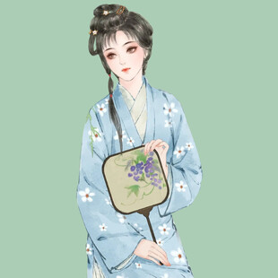 古风女子持扇优雅而立