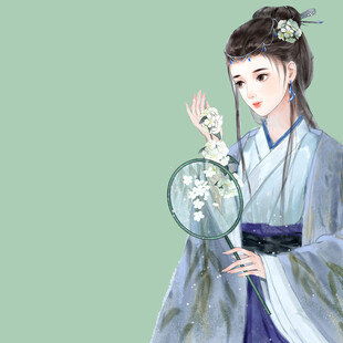 古风女子持扇优雅而立