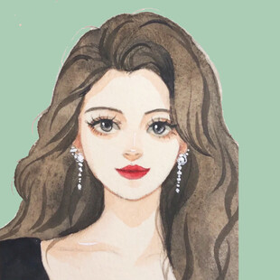 长发美女水彩风插画