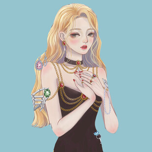 金发时尚少女优雅姿态