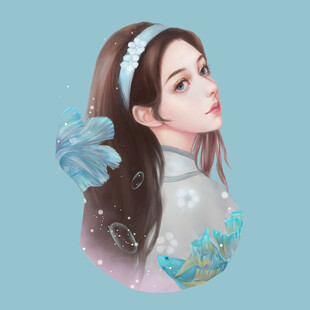 梦幻古风少女插画