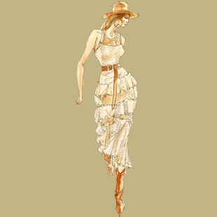 复古风时尚女性服饰插画