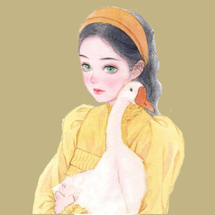 黄衣少女与白鹅