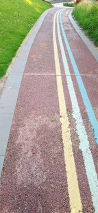 公园里雨后彩色步道