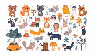 可爱森林动物图案集合