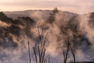 山间晨雾缭绕的壮美景色