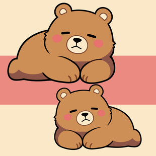 可爱趴卧小熊插画