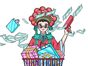 时尚女士满载购物成果