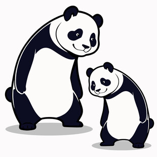 两只可爱熊猫并肩而立