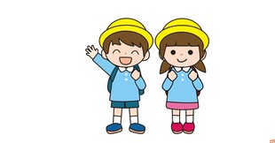 戴帽小学生卡通插画