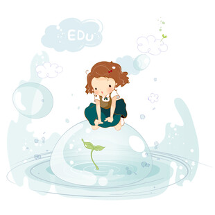 女孩与萌芽的梦幻场景