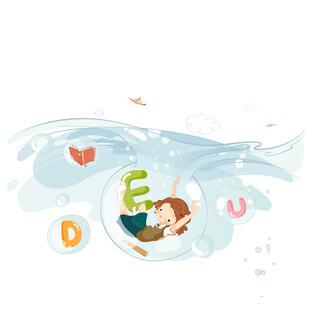 梦幻海洋中的字母与女孩