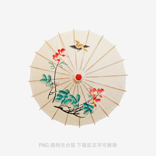 中式手绘花鸟油纸伞