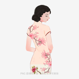 复古旗袍女子背影