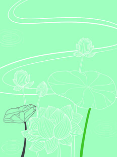 清新手绘风绿色植物图案