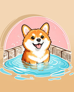 卡通柯基犬插图