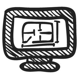 电脑屏幕上的建筑设计图