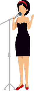 黑衣女士麦克风前演唱